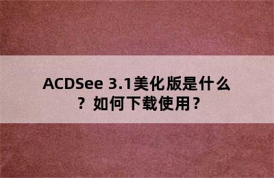 ACDSee 3.1美化版是什么？如何下载使用？